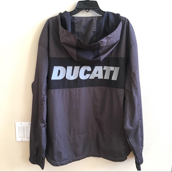 Ducati Other - Ducati Jacket in Large lightweight nylon hooded Black Gray zip pockets